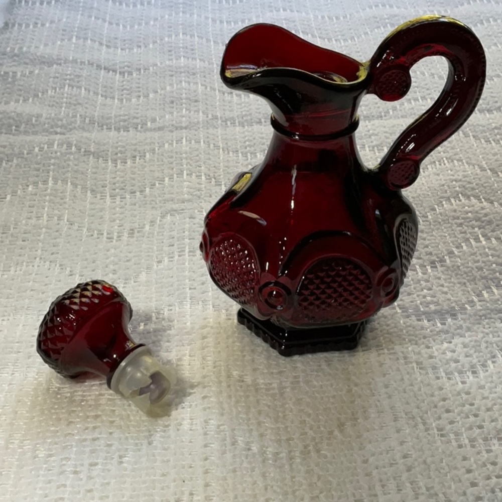 Vintage Avon 1876 Cape Cod Ruby Red Footed Cruet